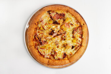 Pizza hawaiana, piña jamon y tocineta