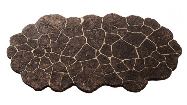 Dry Cracked Earth Texture On Transparent Background