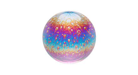 Colorful Swirling Soap Bubble Floating on Transparent Background
