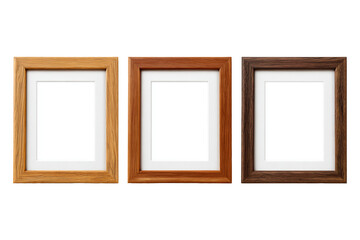 Set of Classic Wood Frames Isolated on Transparent Background for Display Mockups