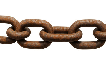 Seamless rusty metal chain links interlocking, creating a strong connection, isolated on transparent background