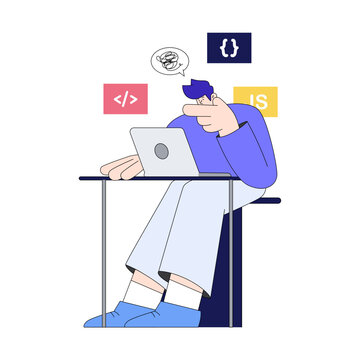 Advanced programmer at a workstation illustration