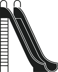 Black and white silhouette of a playground slide with a ladder