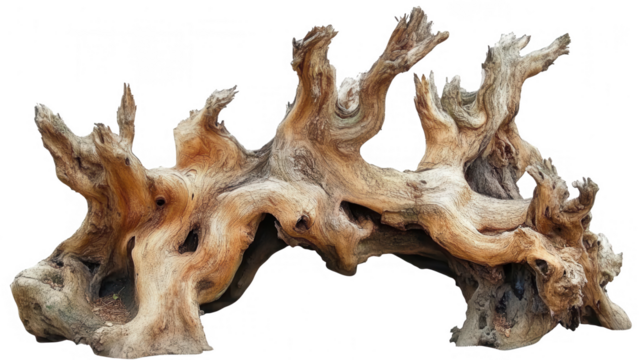 Intricate Detailed Driftwood Sculpture On Transparent Background