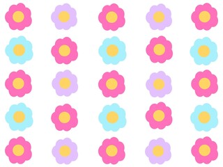 Bright, colorful flowers in a playful pattern
