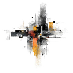 Abstract cross-shaped design,  blend of colors and textures