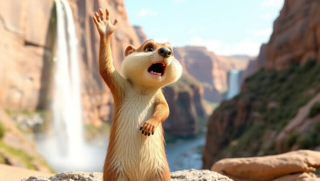 squirrel on the rocky hill
