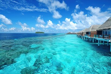 Fototapeta premium maldives luxury resort, beautiful sea, hotel, blue sky