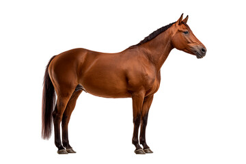 Brown Horse Standing Profile View Isolated on Transparent Background for Equine Branding