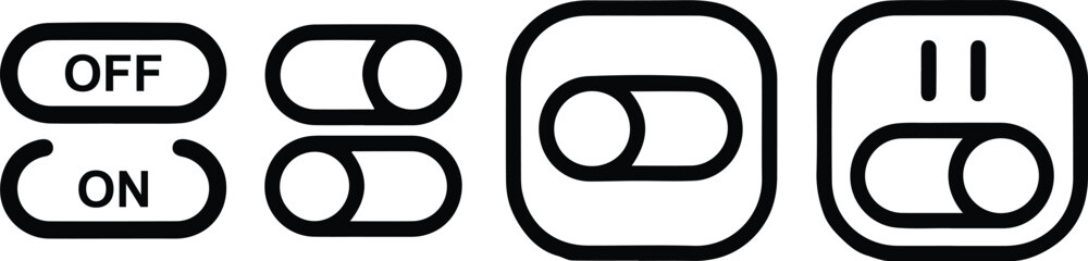 Obraz premium Toggle Switch Icons Set. On Off UI Button Line 