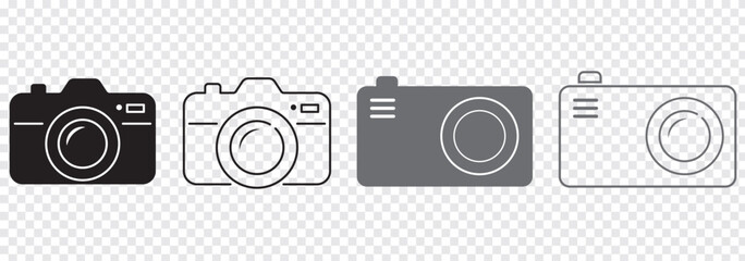 Camera icon set. Photo focus icon. Take a picture. Black and white Colors icon. Set Vector illustration isolated on white background. Eps 10