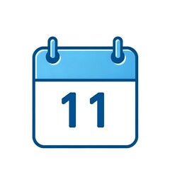 Calendar Icon with Date 11 in Blue