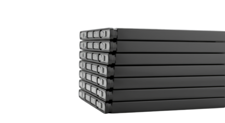 Stacked Gray Rectangle Objects in Studio Against Dark Backdrop