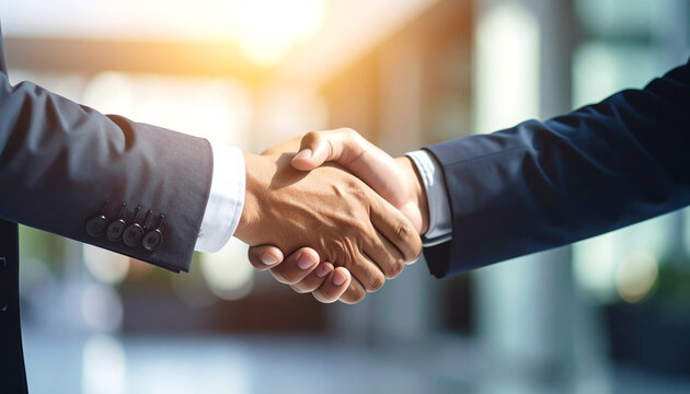 A business handshake symbolizes agreement and partnership in a professional setting, highlighting trust and collaboration