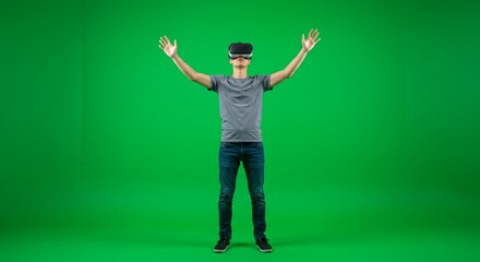 Person using virtual reality headset