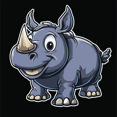 High-Resolution Vector Illustration A Cheerful Cartoon Rhino for Wildlife Design, featuring horn