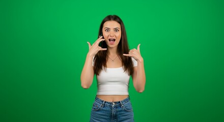 Woman posing with excited expression