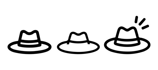 Classic Fedora Hat Icon Set.