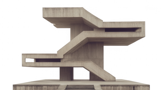 Modern Minimalist Concrete Staircase Transparent Background