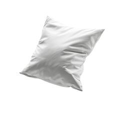 Soft white cotton fabric pillow on a white background, a comfortable and blank bedding object