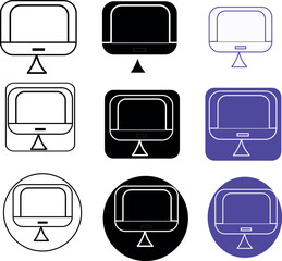 Various computer monitor icons displayed in a grid formation with different styles and color variations