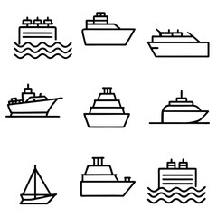 Various watercraft vessels boat ship