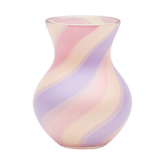 Colorful swirled vase with pastel hues on a white background, showcasing modern design