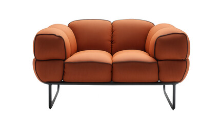 Modern Comfortable Plush Orange Sofa With Metal Legs