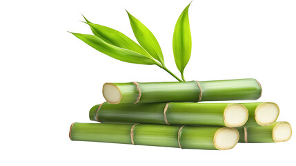 Sugarcane Stalks On Transparent Background With Leaves