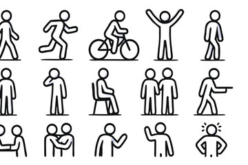 Collection of Human Icons Representing Actions, Activities and Simple Illustrations