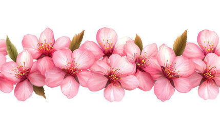 Pink Cherry Blossom Flowers On Transparent Background