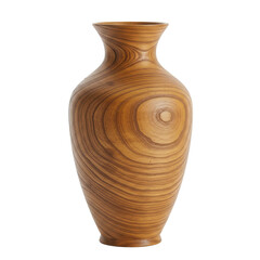 Elegant wooden vase with intricate grain patterns, showcasing craftsmanship in a minimalist setting
