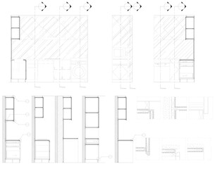 Kitchen Elevation Drawing with Wall Cabinet Section Detail - 2D Vector Design Blueprint