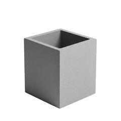 Fototapeta premium Minimalist gray concrete planter with a clean square design against a white backdrop
