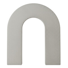 Minimalist gray arch-shaped object on a white background, ideal for modern design use