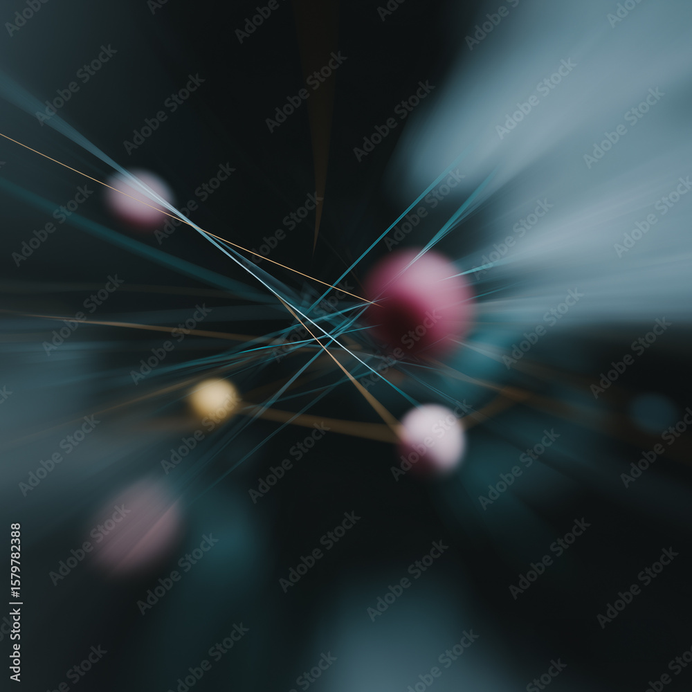 Poster abstract molecular network: a mesmerizing view of interconnected spheres and lines creates a vibrant
