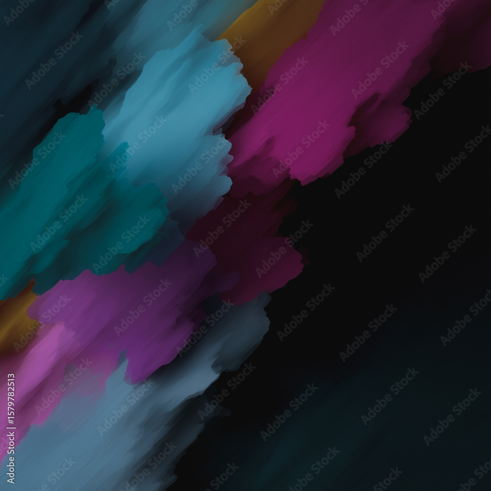 Poster color burst: a dynamic composition of vibrant colors explodes across a dark background, creating a v
