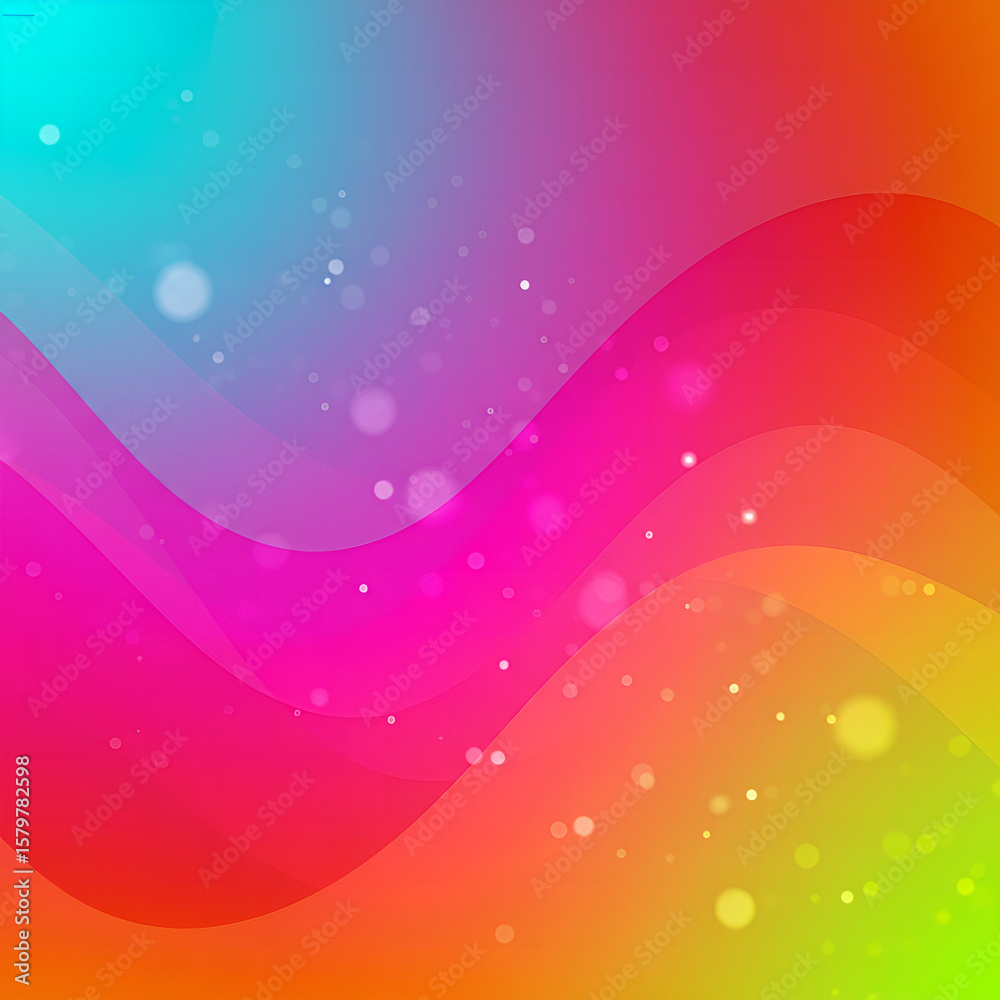 Poster Abstract Smooth Wavy Lines with Bokeh Effect Background Gradient Colorful