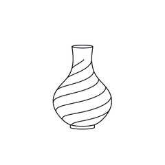 Elegant ceramic vase with spiral design displayed on a wooden table in a cozy room