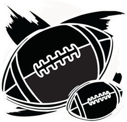 American football graphic design; large and small ball, dynamic motion effect.