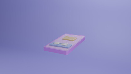 Fototapeta premium 3D Minimalist Down Smartphone Notification Message UI Icon 