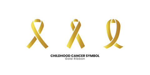 A simple yet impactful set of gold ribbon childhood cancer awareness symbols, ideal for support and health campaigns