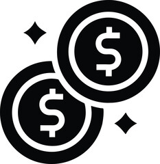 Obraz premium Dollar coins icon with sparkling effect