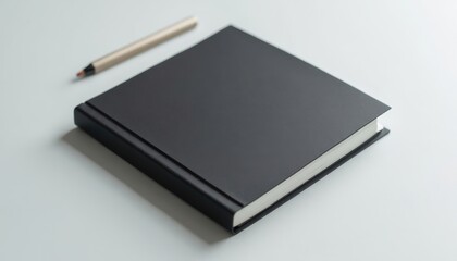 Aesthetic Composition Featuring a Black Bound Notebook and a Sophisticated Pen on a Light Surface