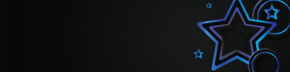 Abstract dark horizontal cover and banner with stars gradient blue shape element design
