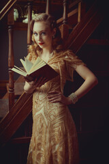 vintage library reading