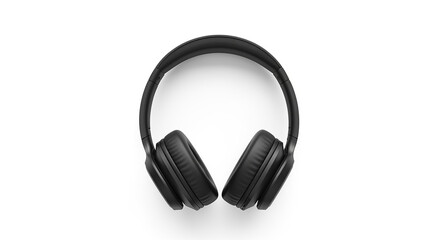 Black headphones against a white isolated background.