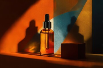 Naklejka premium Elegant Perfume Bottle with Artistic Shadows