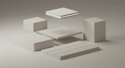 Abstract geometric shapes display composition