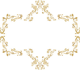 Golden calligraphic vintage frame element baroque design